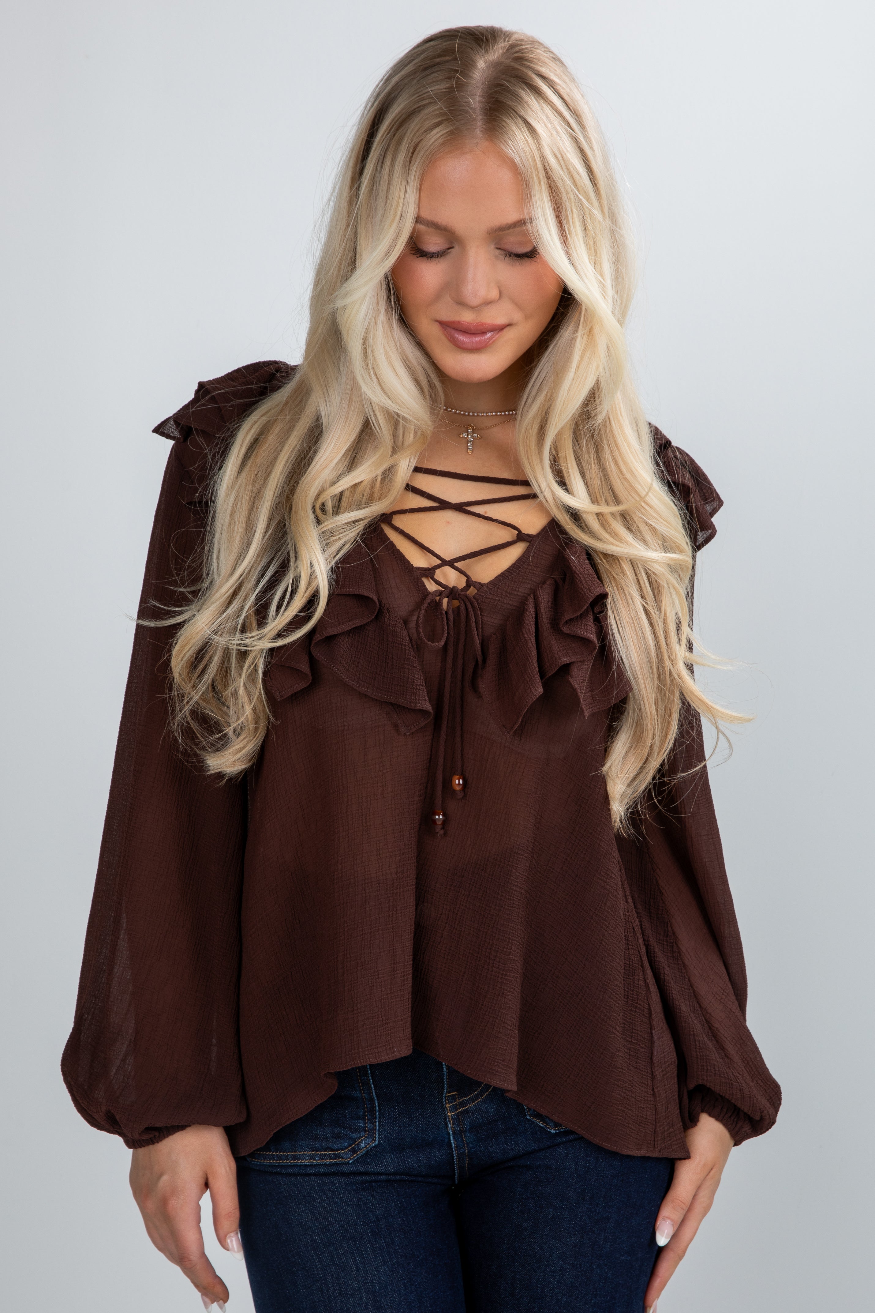 Jump At The Chance Brown Blouse
